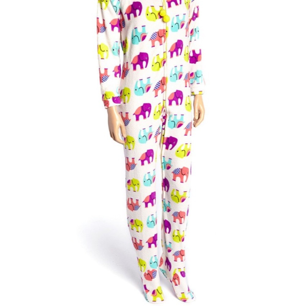 Ivory Elephant Plush Footie Pajamas